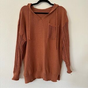 BloomChic Rust Knit Sweater with Hood